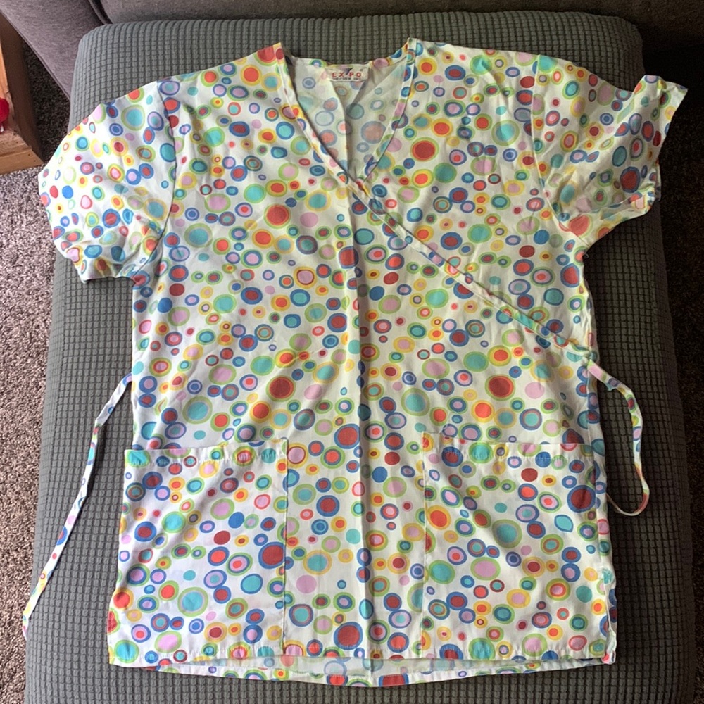 Polka dot scrub top